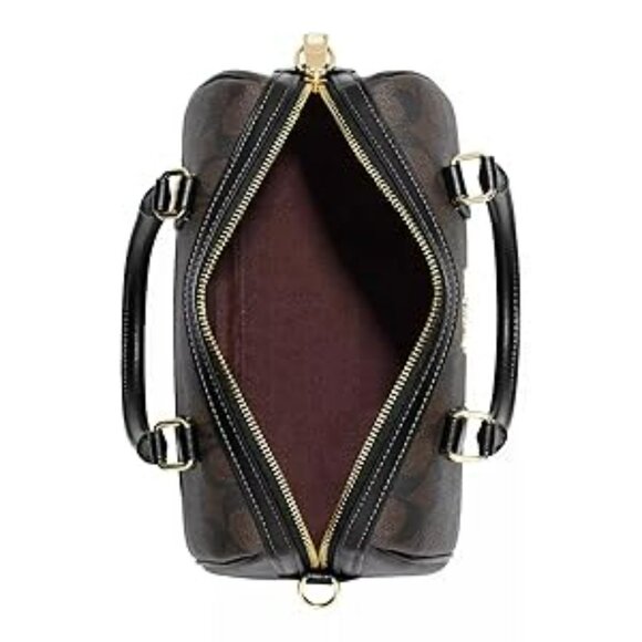 COACH Rowan Satchel In Signature Canvas, Black/Brown 2 - Picture 3 of 4